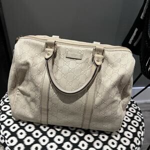 Gucci Cream Joy Boston Bag Monogram Women's Handbag Purse